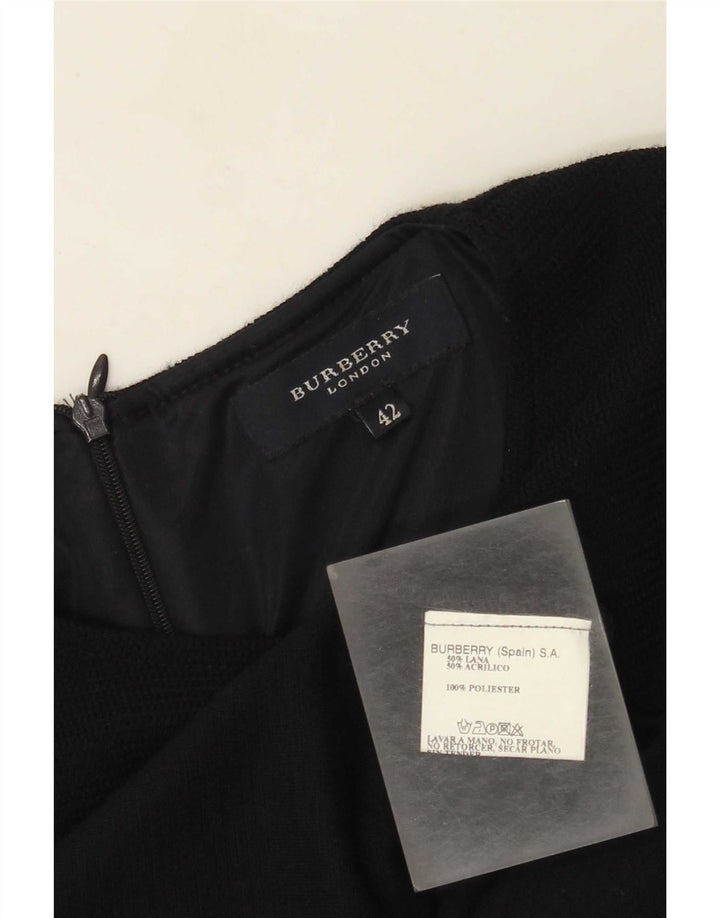 Burberry Vestido Básico De Manga Corta IT 42 Lana Azul Marino Medio