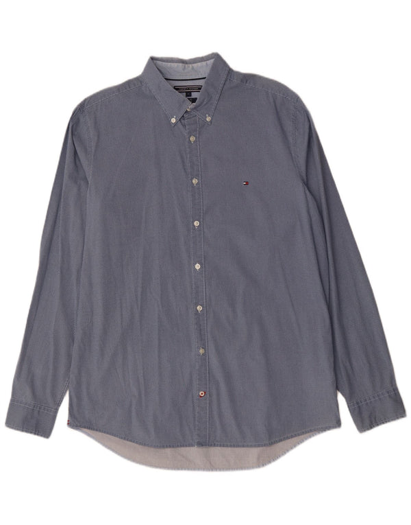 Camisa Tommy Hilfiger Hombre Slim Fit XL Algodón Manchado Azul