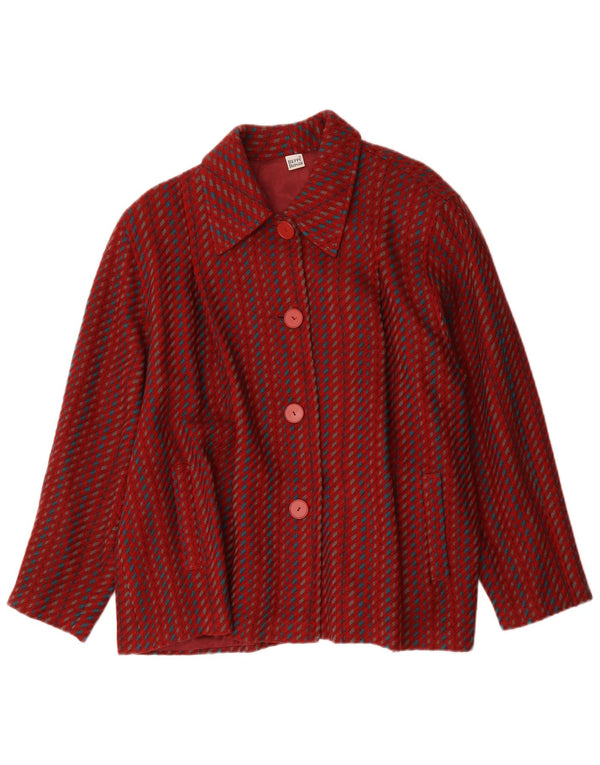 Vintage mujer chaqueta bomber de gran tamaño IT 46 lana de rayas rojas grandes