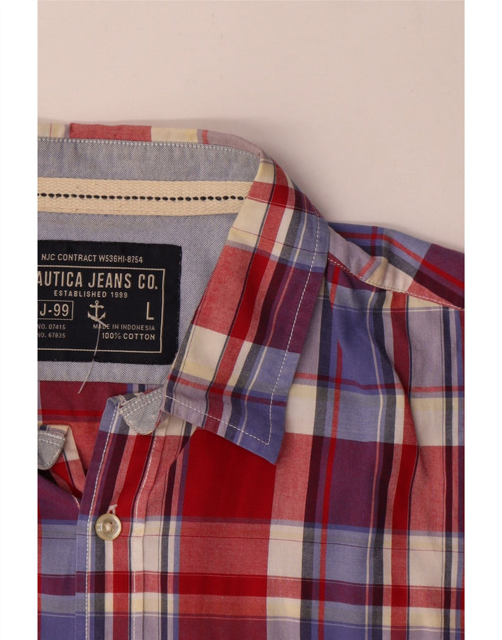 Nautica Camisa De Manga Corta Para Hombre De Algodón Con Cuadros Multicolores Grandes