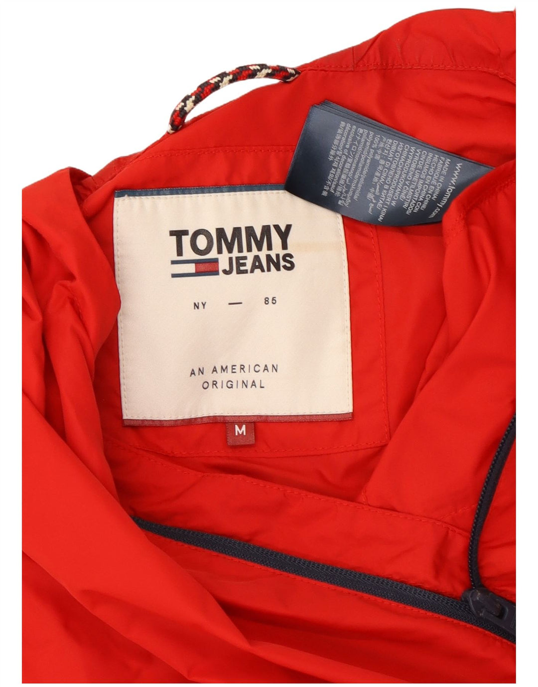Tommy Hilfiger Chaqueta impermeable con capucha para hombre UK 38 Medium Red Polyamide