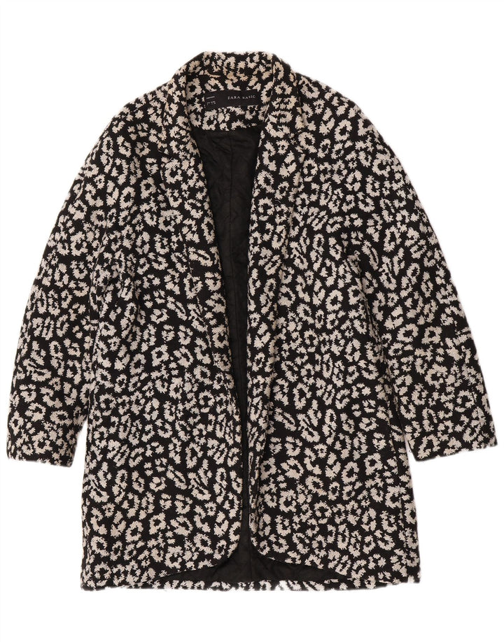 Zara Abrigo abierto con estampado abstracto para mujer UK 44 Grande Algodón negro