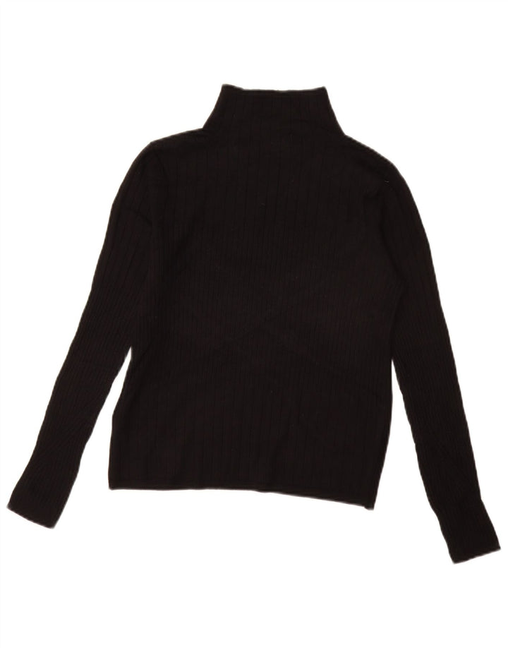 MARKS & SPENCER Suéter tipo jersey con cuello alto para mujer UK 10 Small Black