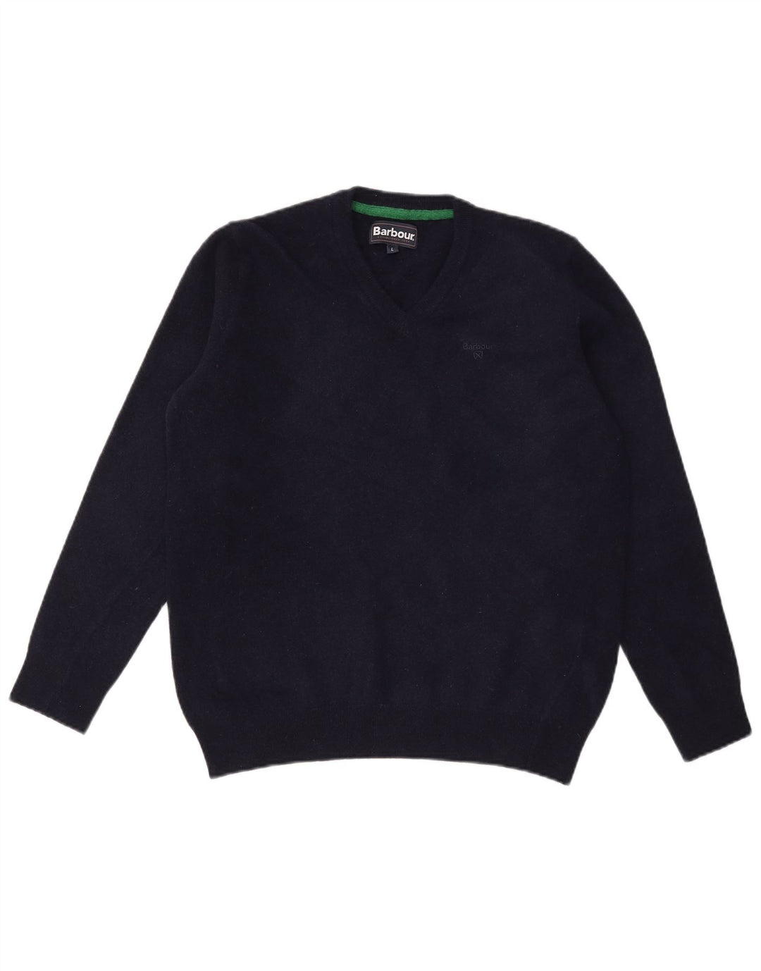 Barbour Jersey con cuello en V para hombre, suéter grande de lana azul marino