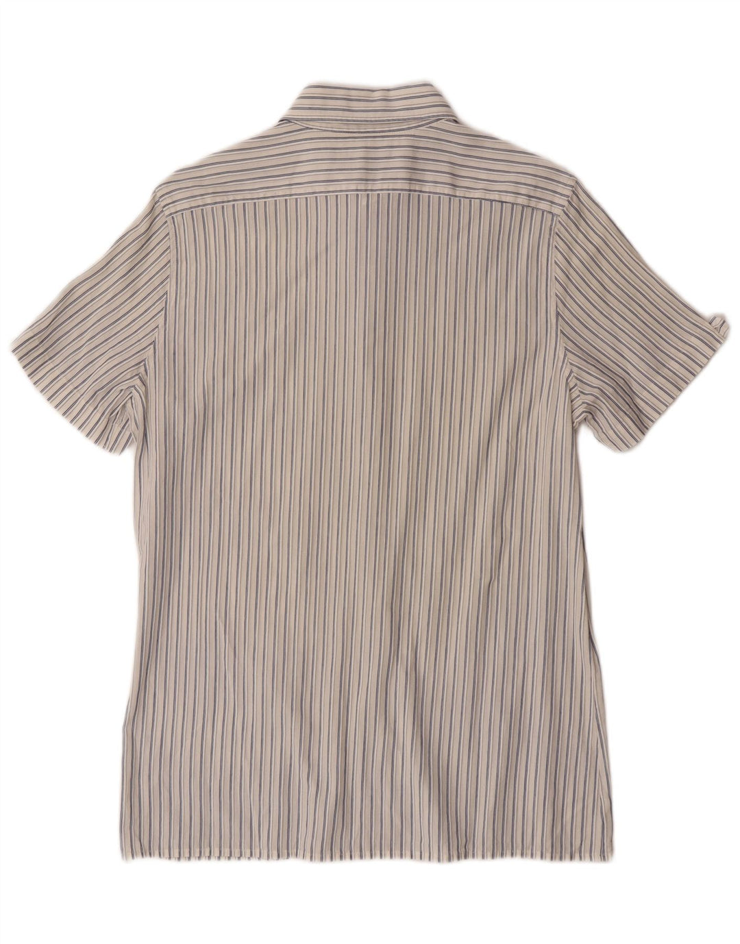 Sisley Hombre Camisa De Manga Corta Medium Off White Pinstripe