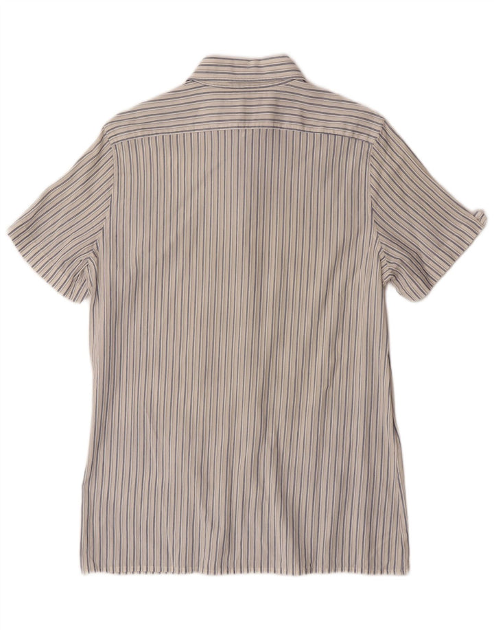 Sisley Hombre Camisa De Manga Corta Medium Off White Pinstripe