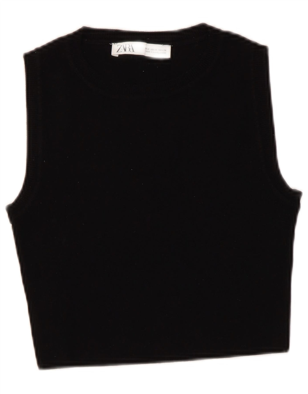 Zara Mujer Crop Vest Top UK 42 Medium Viscosa Negra