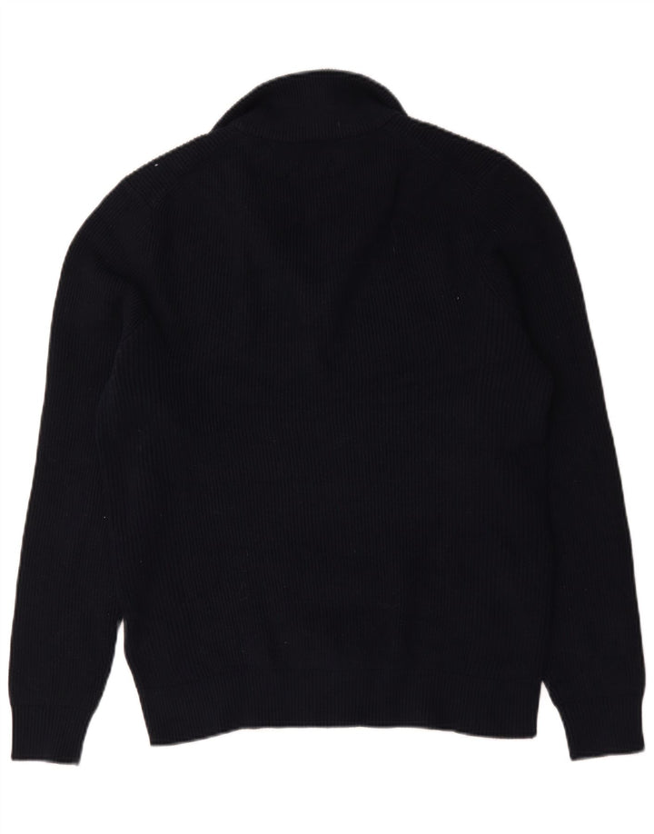 Marks & Spencer Jersey tipo jersey con cuello y cremallera para hombre Algodón azul marino mediano