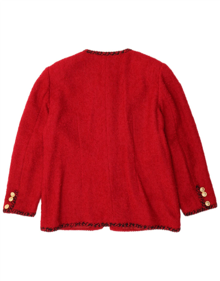 Luisa Spagnoli Chaqueta Blazer de 5 Botones para Mujer UK 46 Grande Lana Virgen Roja