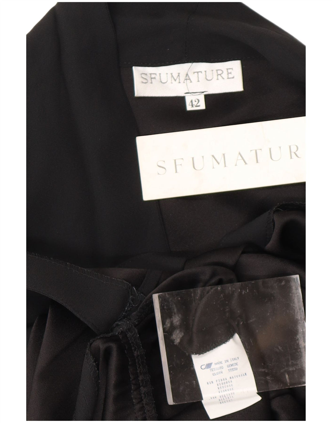 VINTAGE Vestido cruzado de manga larga para mujer IT 42 Viscosa negra mediana