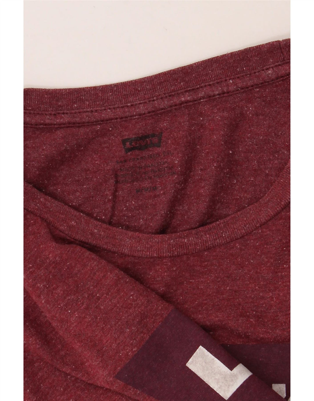 LEVI'S Mens Graphic T-Shirt Top Medium Burgundy Flecked Cotton Vintage Levi's and Second-Hand Levi's from Messina Hembry 