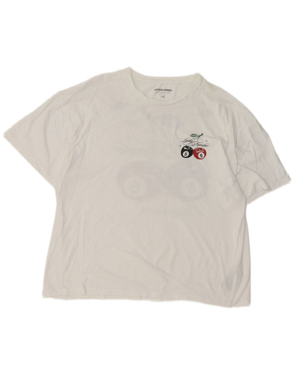 Jack & Jones Hombre Camiseta Gráfica Top XL Algodón Blanco