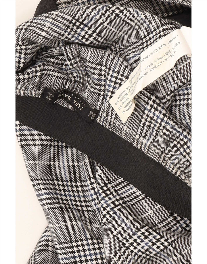 Zara Pantalón Chino Cónico Para Mujer Pequeño W27 L25 Poliéster A Cuadros Gris