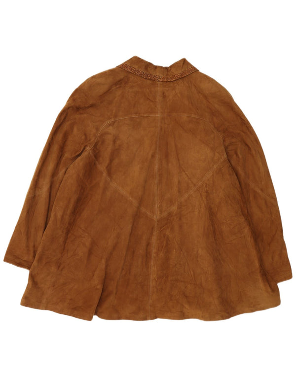 GERMAN'S Abrigo de ante extragrande para mujer EU 44 XL Estampado animal marrón