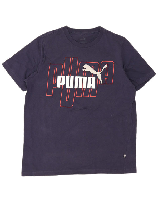 Puma - Camiseta gráfica para hombre, talla grande, algodón azul marino