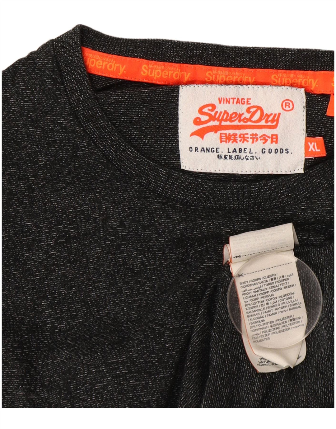 Superdry Camiseta de manga larga para hombre XL de algodón moteado gris