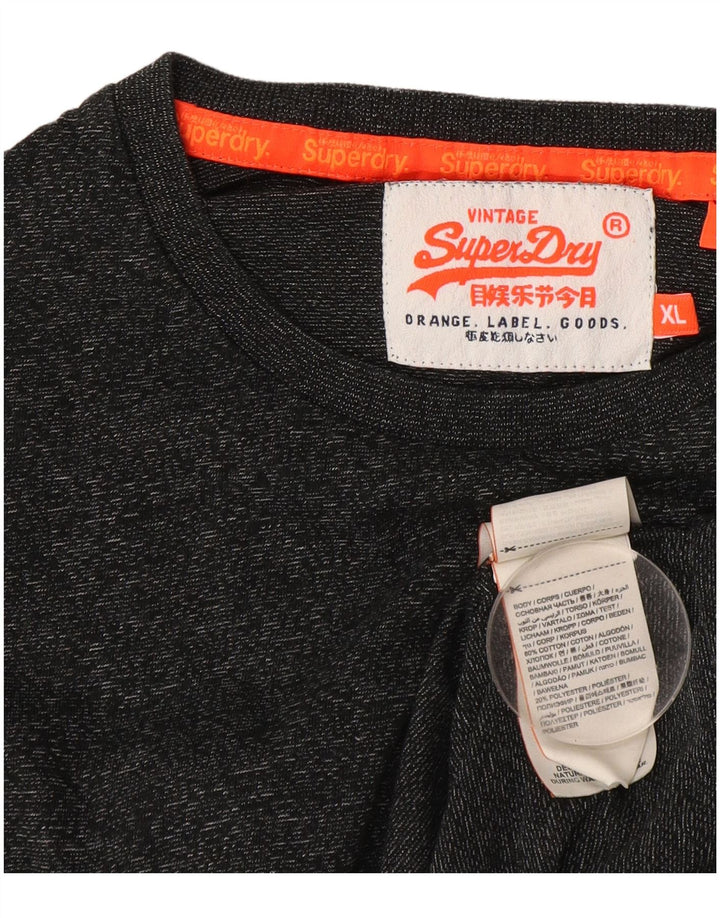 Superdry Camiseta de manga larga para hombre XL de algodón moteado gris