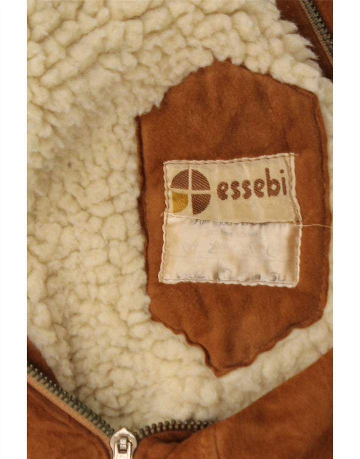 Essebi Chaqueta bomber de ante para hombre IT 52 XL Cuero beige