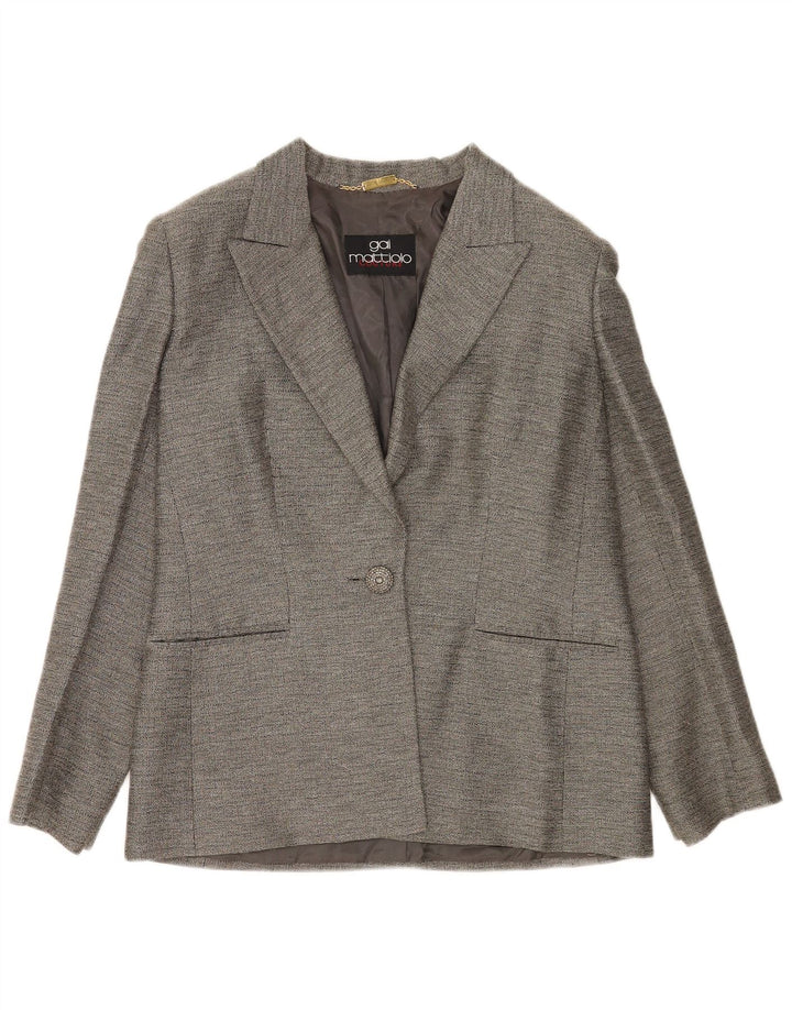 Gai Mattiolo Chaqueta tipo blazer con 1 botón para mujer, talla 44, color gris medio