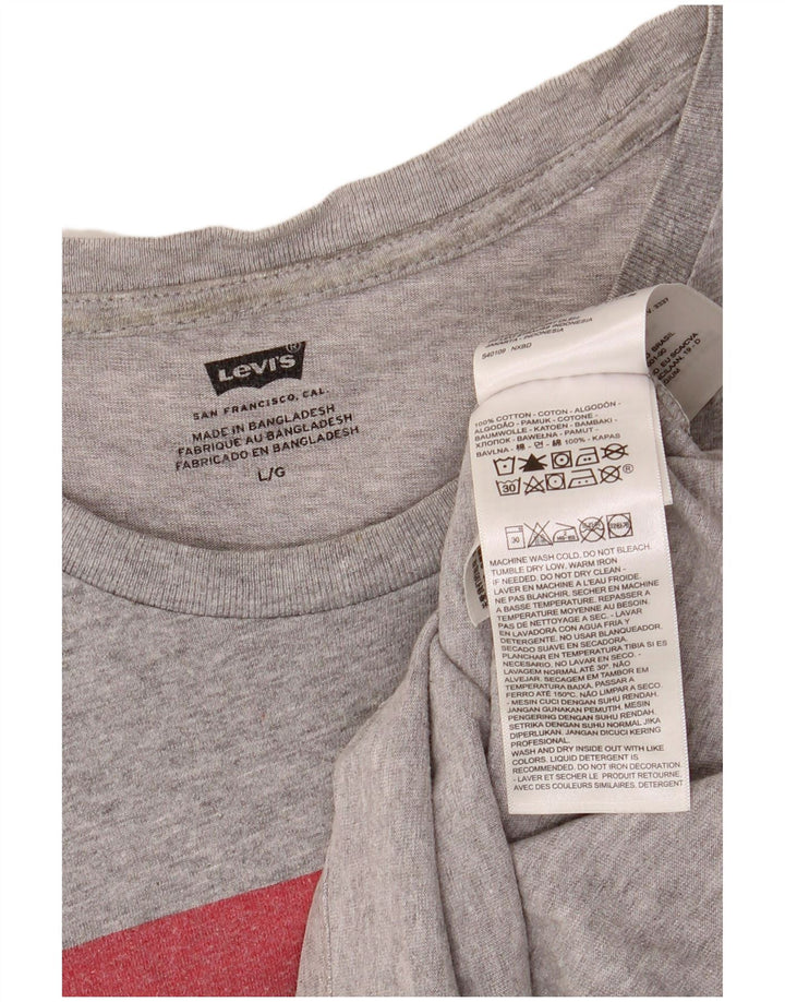 LEVI'S Camiseta gráfica para hombre Top grande de algodón gris