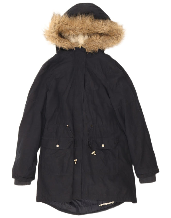 Oasis Chaqueta Parka Sherpa Extragrande con Capucha para Mujer UK 10 Small Azul Marino