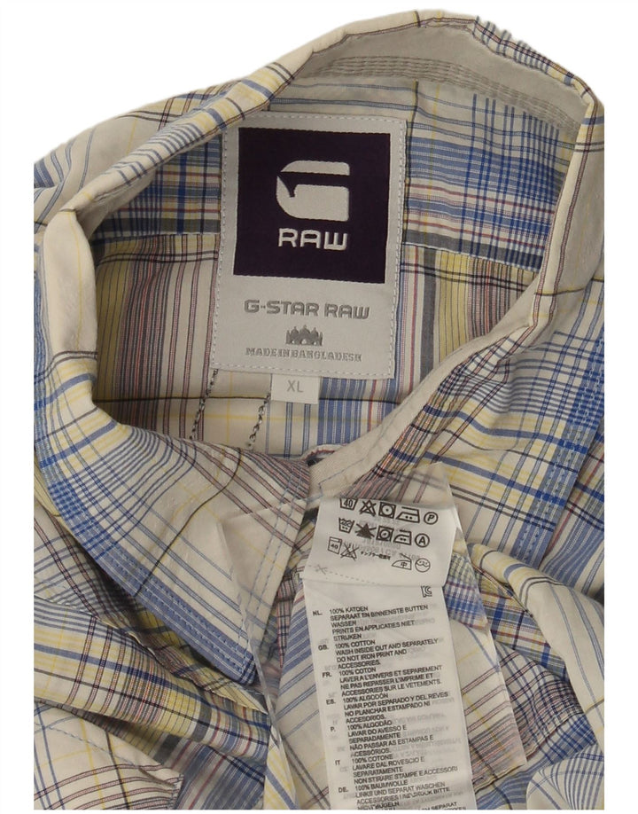 G-Star Camisa gráfica de manga corta para hombre XL Algodón a cuadros multicolor