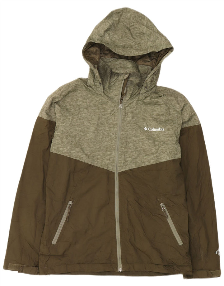 Columbia Chubasquero con capucha para hombre ES 38 Poliéster color caqui mediano