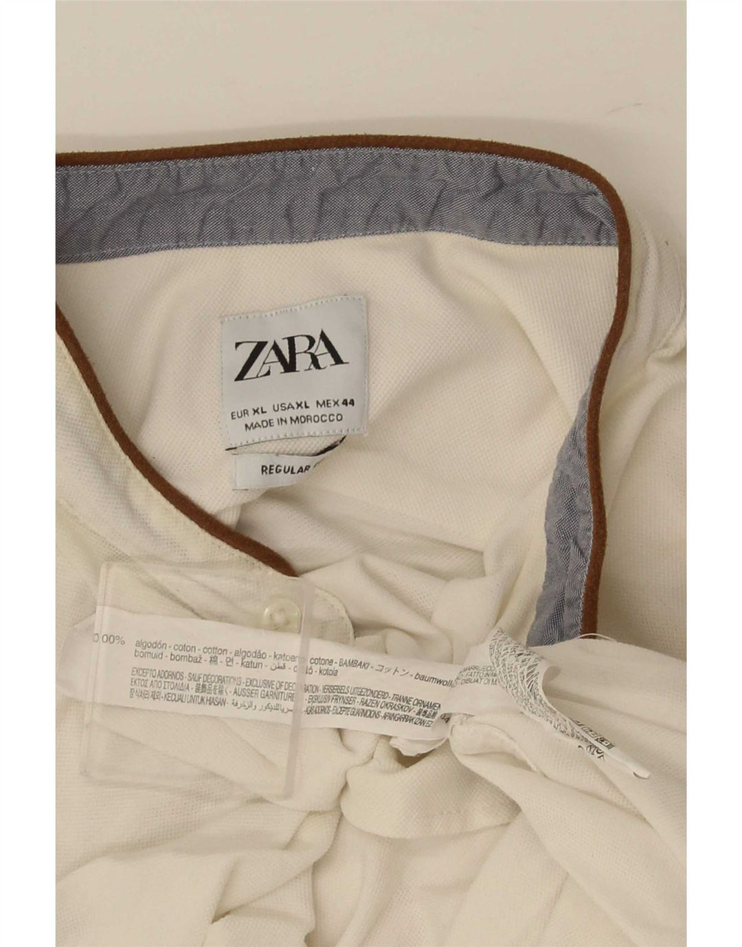 Zara Hombre Camisa XL Blanco Algodón