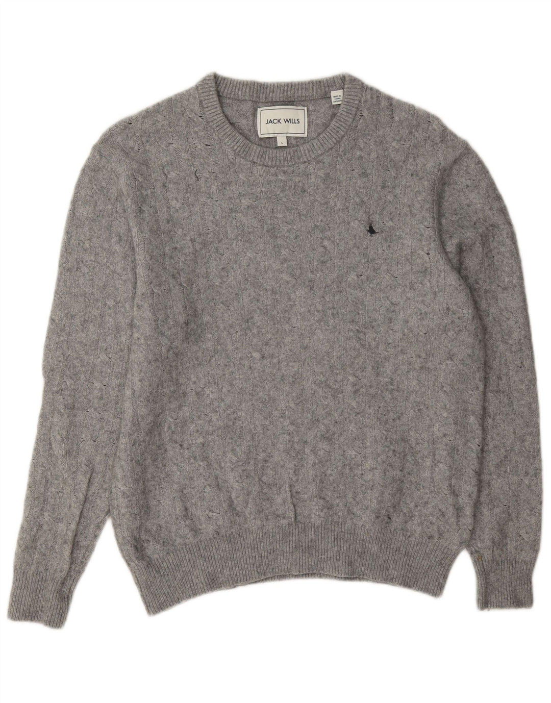 Jack Wills Jersey de cuello redondo para mujer, talla 40, talla grande, lana gris