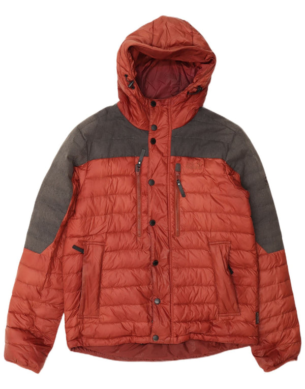 Jack Wolfskin Chaqueta acolchada con capucha para hombre UK 40/42 Large Rojo Colorblock