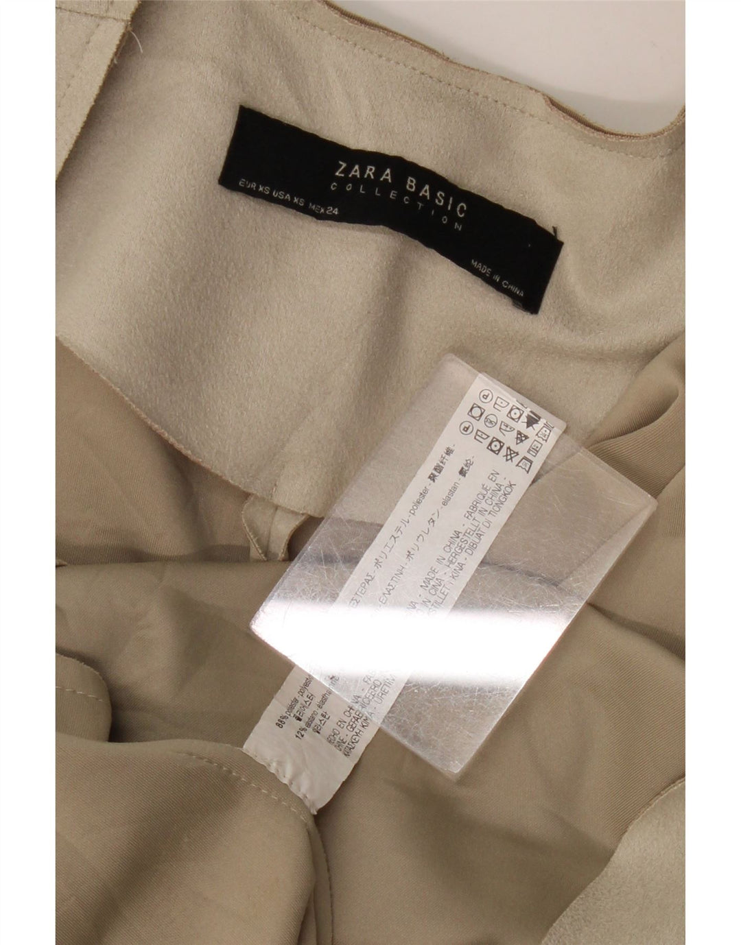 Zara Mujer Abrigo Abierto Extragrande UK 6 XS Poliéster Beige