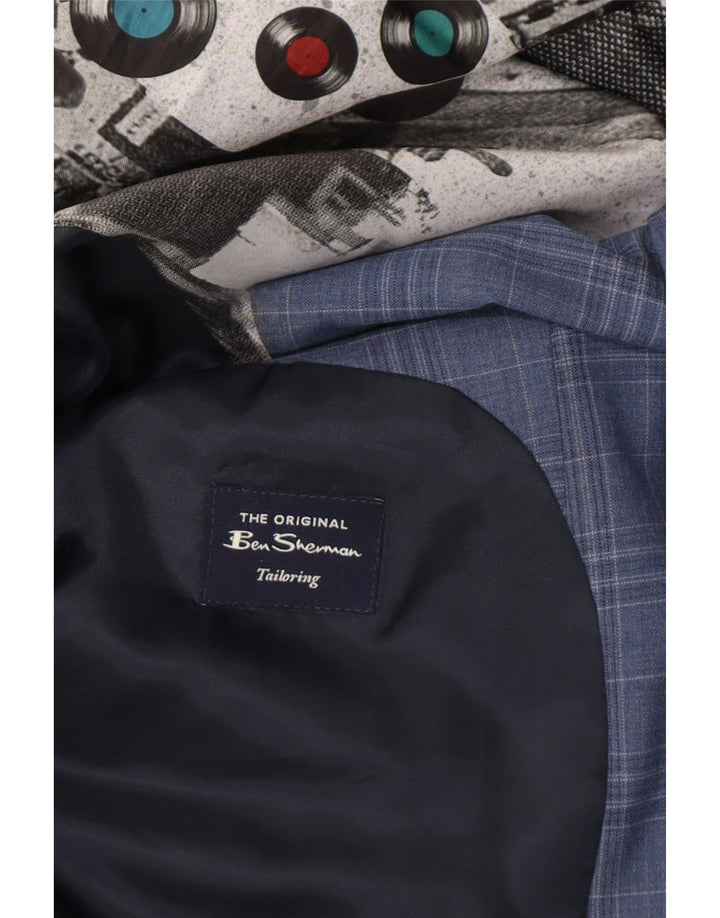 BEN SHERMAN Mens Tailored 2 Button Blazer Jacket UK 40 Large Blue Check Vintage Ben Sherman and Second-Hand Ben Sherman from Messina Hembry 