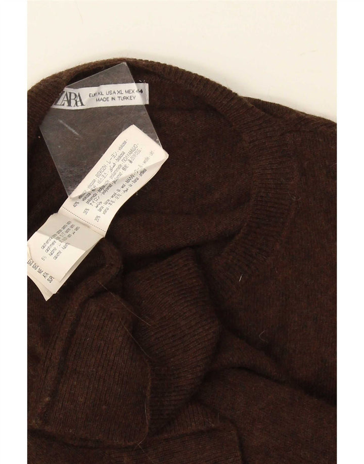 Zara Hombre Jersey Cuello Redondo Jersey XL Marrón Viscosa