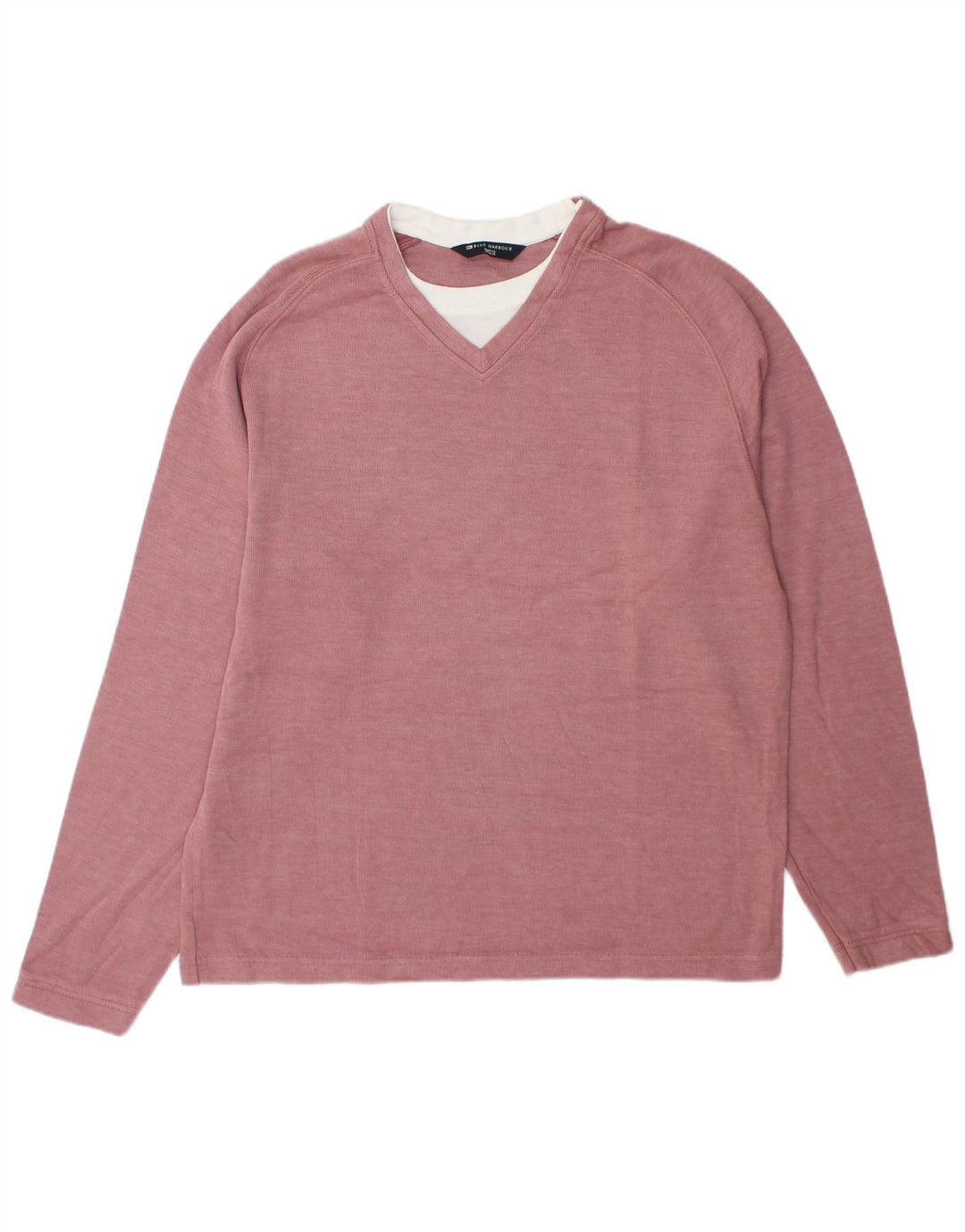 Marks & Spencer Hombre Azul Harbor Top Manga Larga Algodón Borgoña Medio