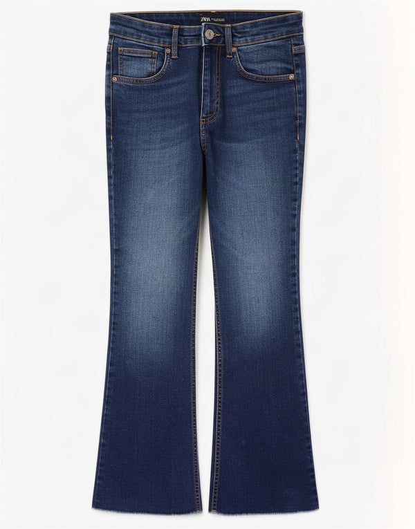 Zara Mujer Crop Bootcut Jeans EU 38 Small W28 L25 Azul