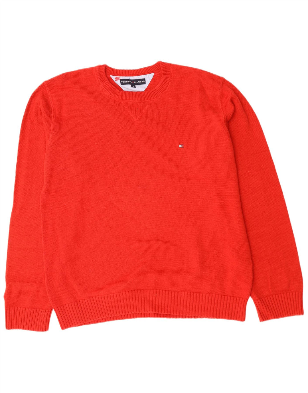 TOMMY HILFIGER Jersey de cuello redondo para hombre de algodón rojo medio