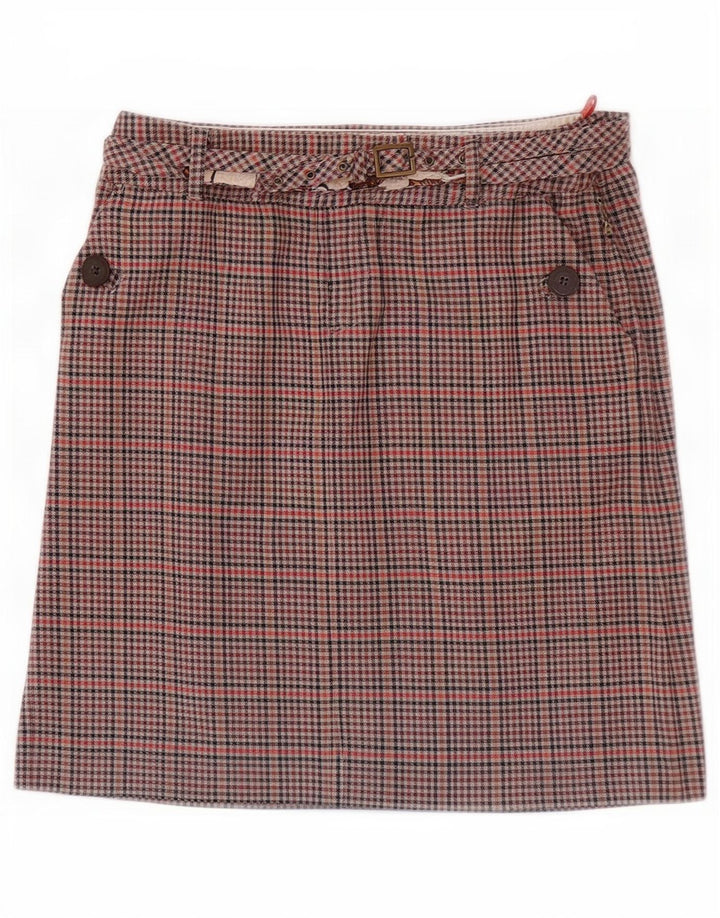 Ben Sherman Minifalda para mujer pequeña W27 algodón a cuadros marrón