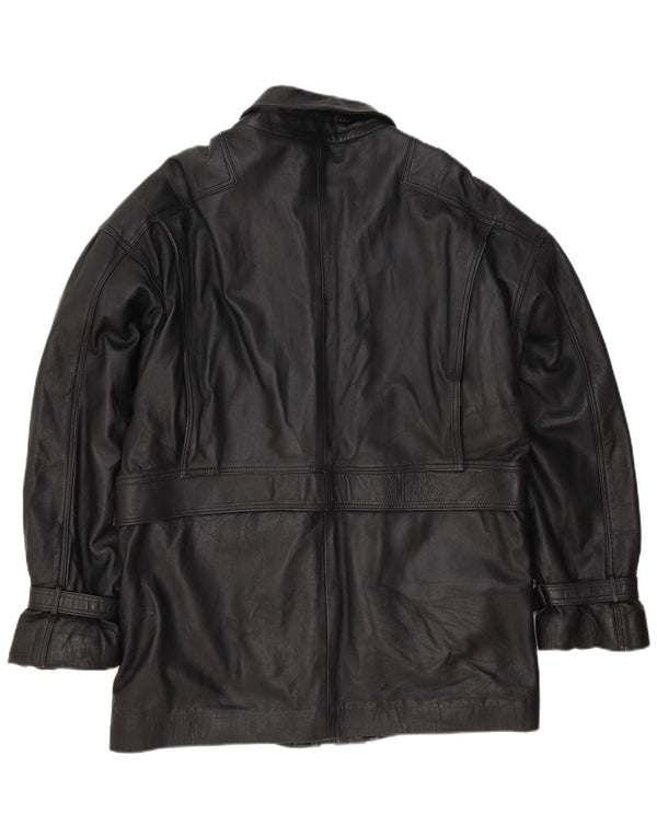 Vintage hombres chaqueta de cuero Reino Unido 38 medio negro
