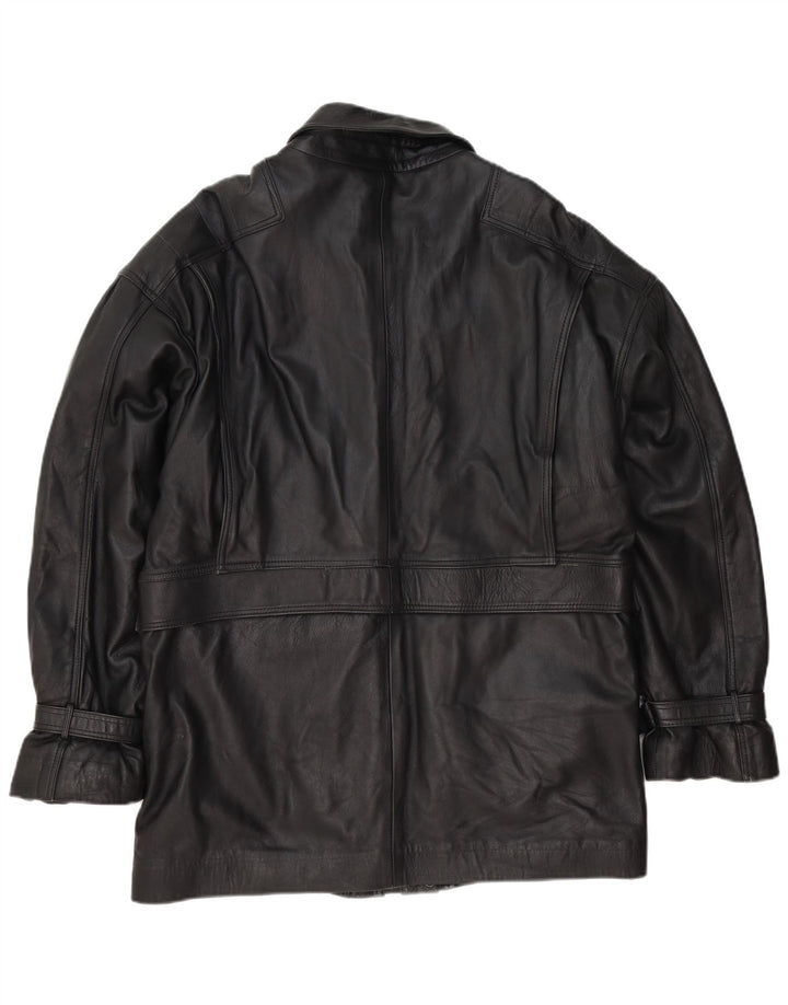 Vintage hombres chaqueta de cuero Reino Unido 38 medio negro