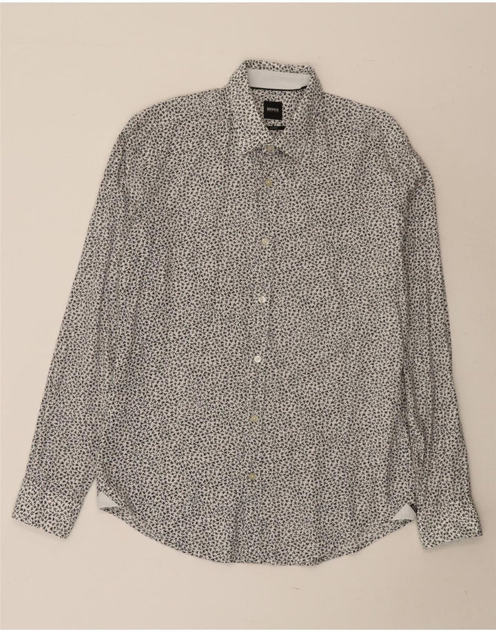 Camisas HUGO BOSS Hombre | Camisa slim fit de algodón floral blanco medio