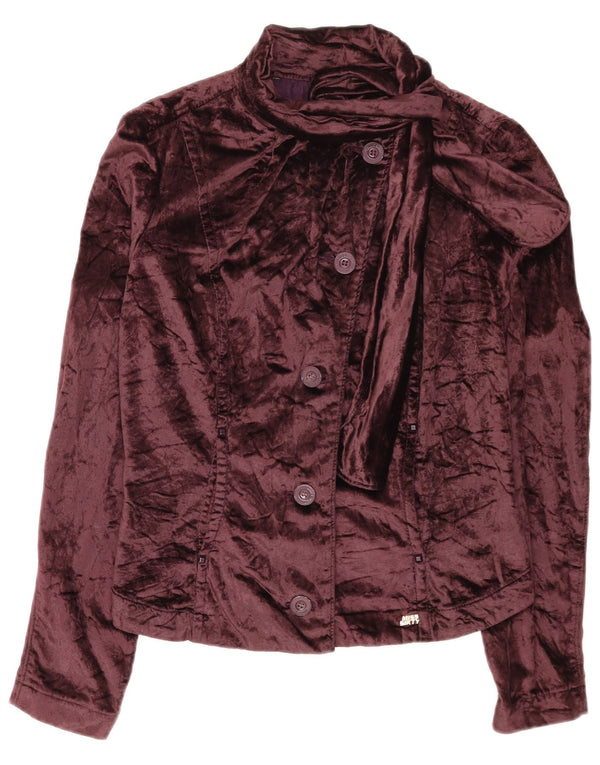 Sixty Chaqueta Bomber de Terciopelo Corta para Mujer UK 44 Grande Algodón Marrón
