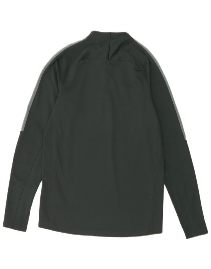 Nike - Camiseta con cuello y cremallera para hombre, manga larga, poliéster verde pequeño