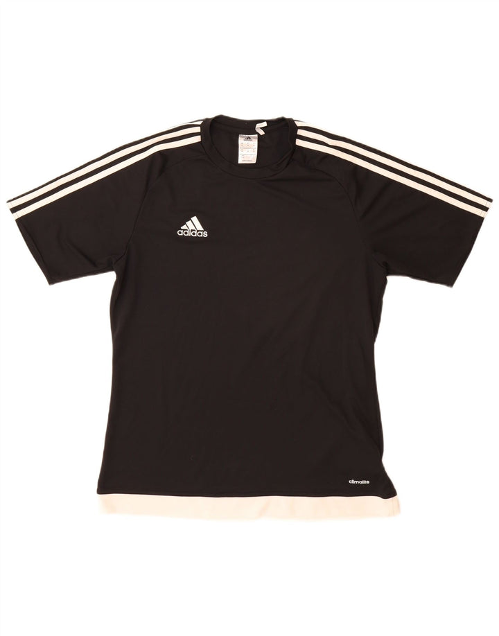 Camiseta ADIDAS Climalite para hombre Top medio negro color block poliéster