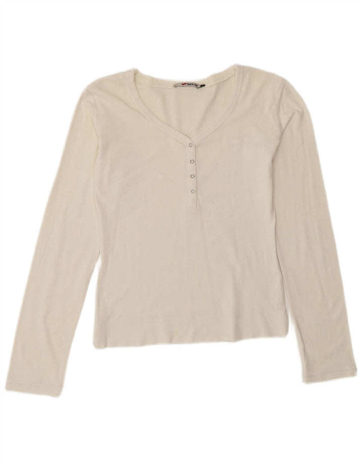 Gas Mujer Top Manga Larga UK 40 Medio Off White Algodón