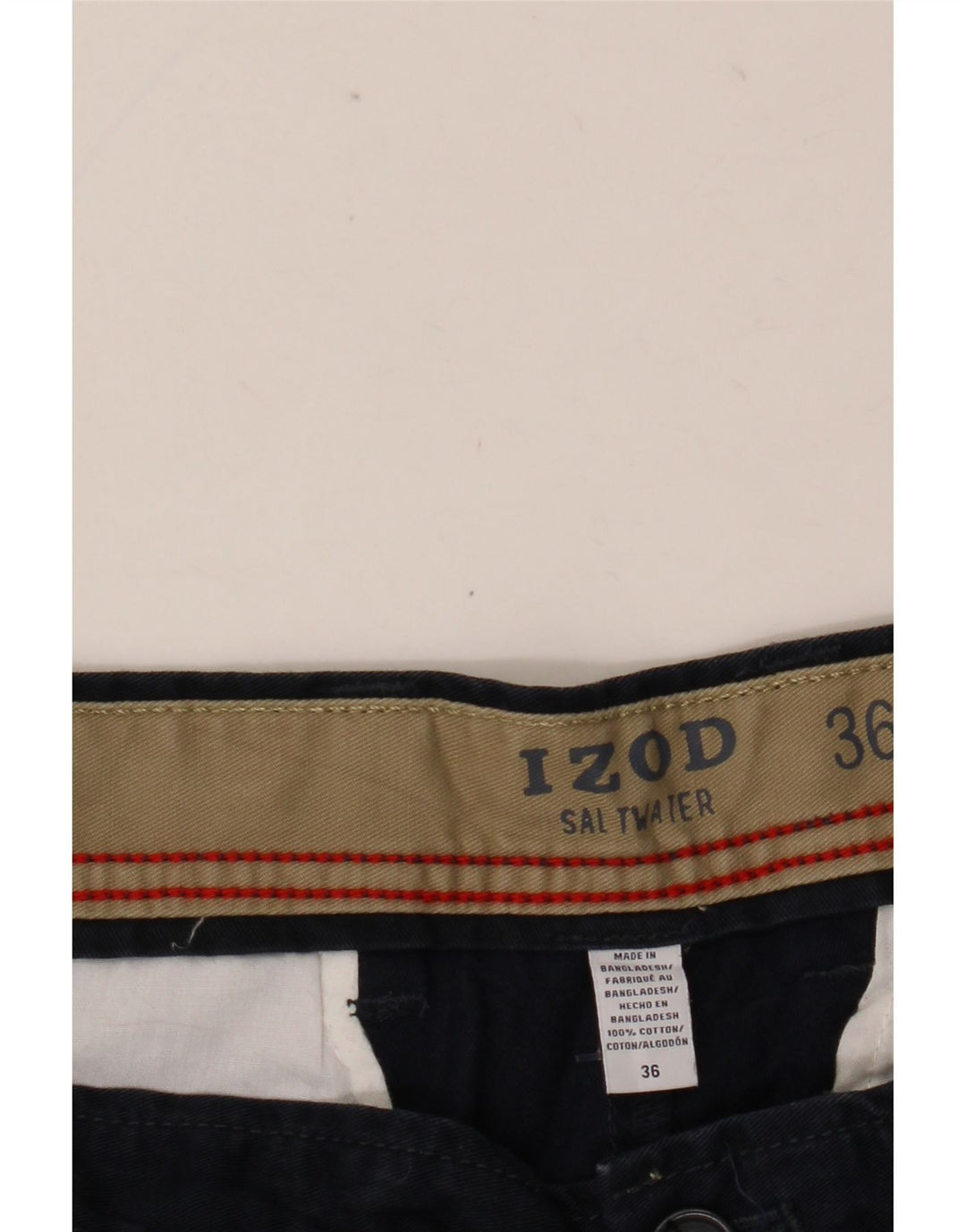 IZOD Pantalones cortos chinos de agua salada para hombre W36 Algodón azul marino grande