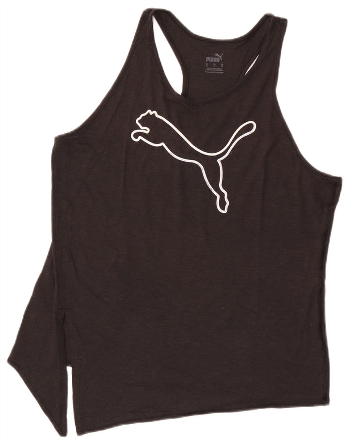 Puma - Camiseta sin mangas con gráfico asimétrico para mujer, talla 40, talla M, color negro