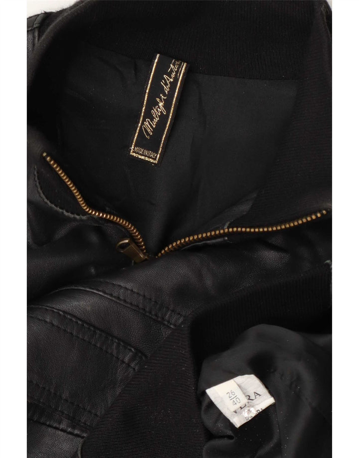 Vintage mujer crop chaqueta de cuero IT 40 pequeño negro