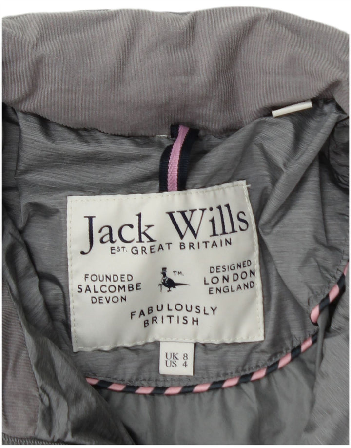 JACK WILLS Chaqueta acolchada para mujer UK 8 Small Gris Poliéster