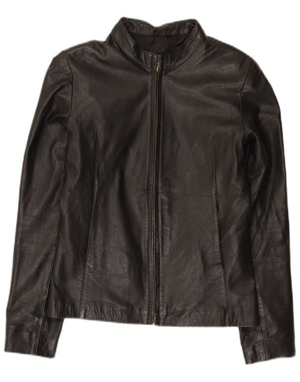 St. Bernard Chaqueta de cuero para mujer UK 10 Small Black Leather
