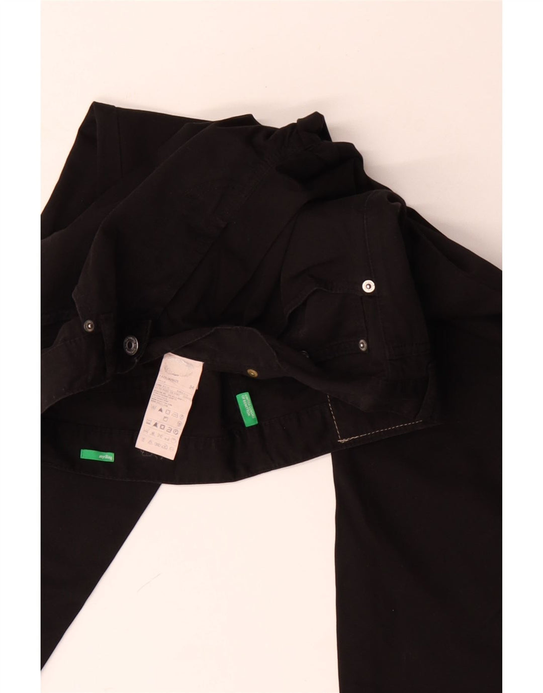 BENETTON Pantalones informales ajustados para hombre W34 L28 Algodón negro